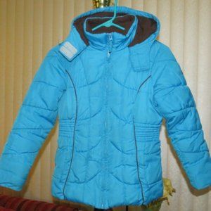 Puffy Winter Blue Coat Hooded Jacket